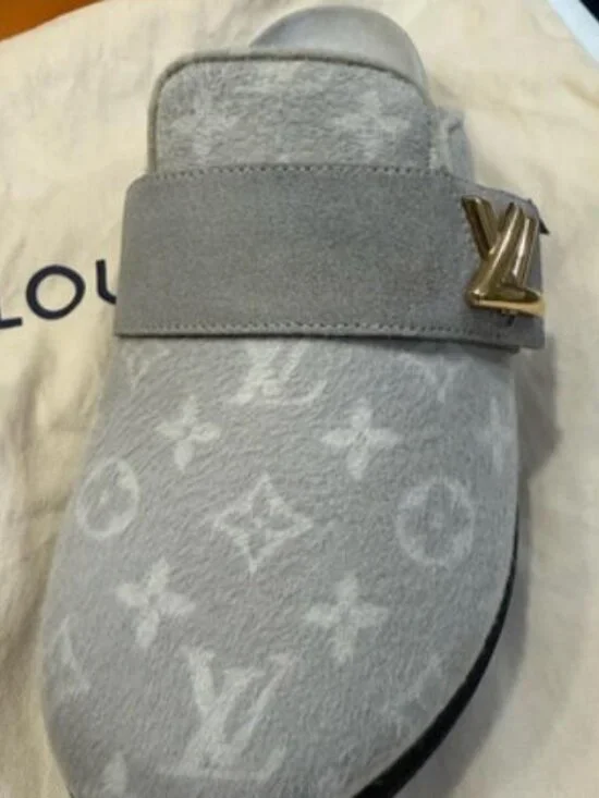 Louis Vuitton Gray Monogram Mules with Original Box & Dust Bags - Picture 3 of 5